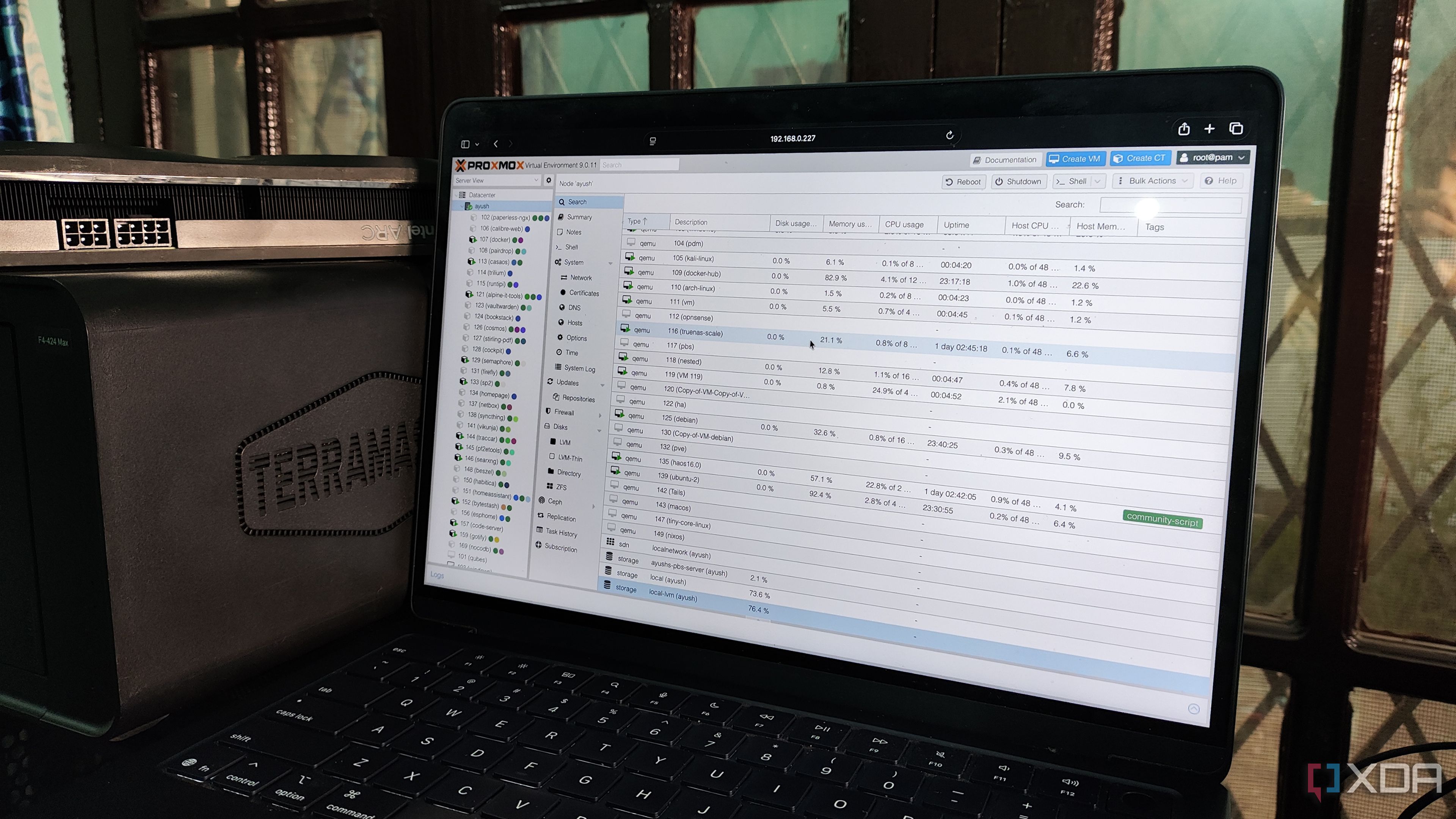 A bunch of VMs running on a Proxmox server