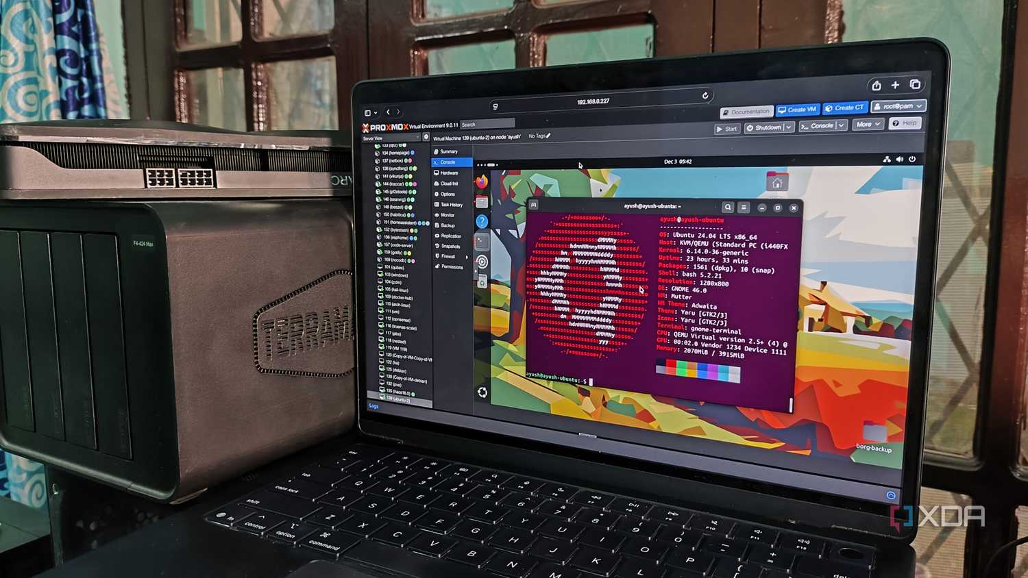 An Ubuntu VM running on a Proxmox server