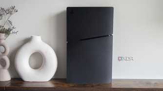 The PlayStation 5 Slim sitting on a table