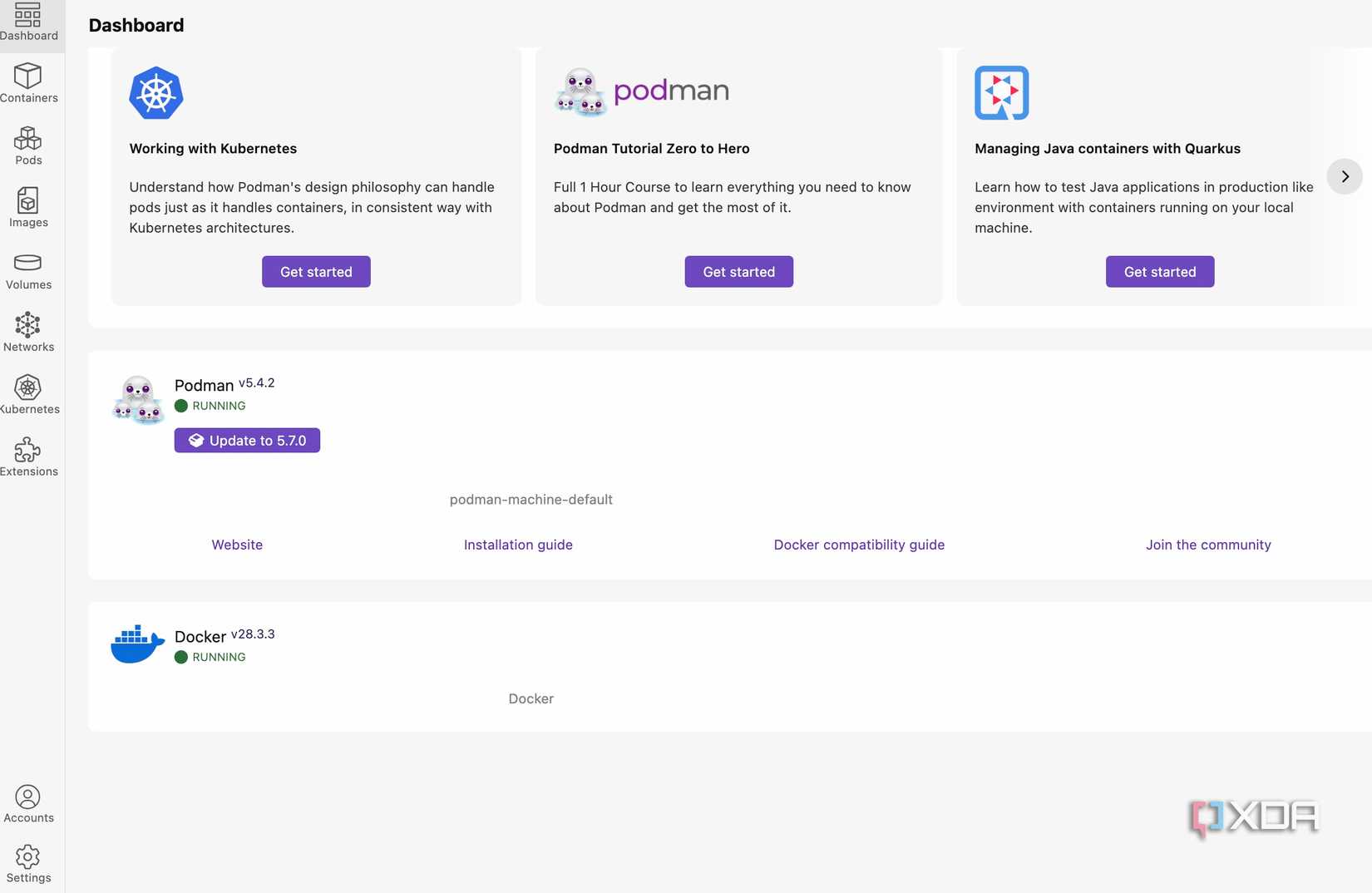Podman dashboard