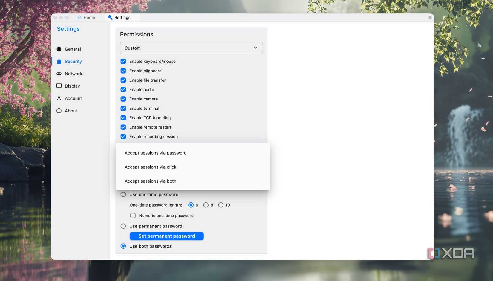 Configuración de permisos en RustDesk