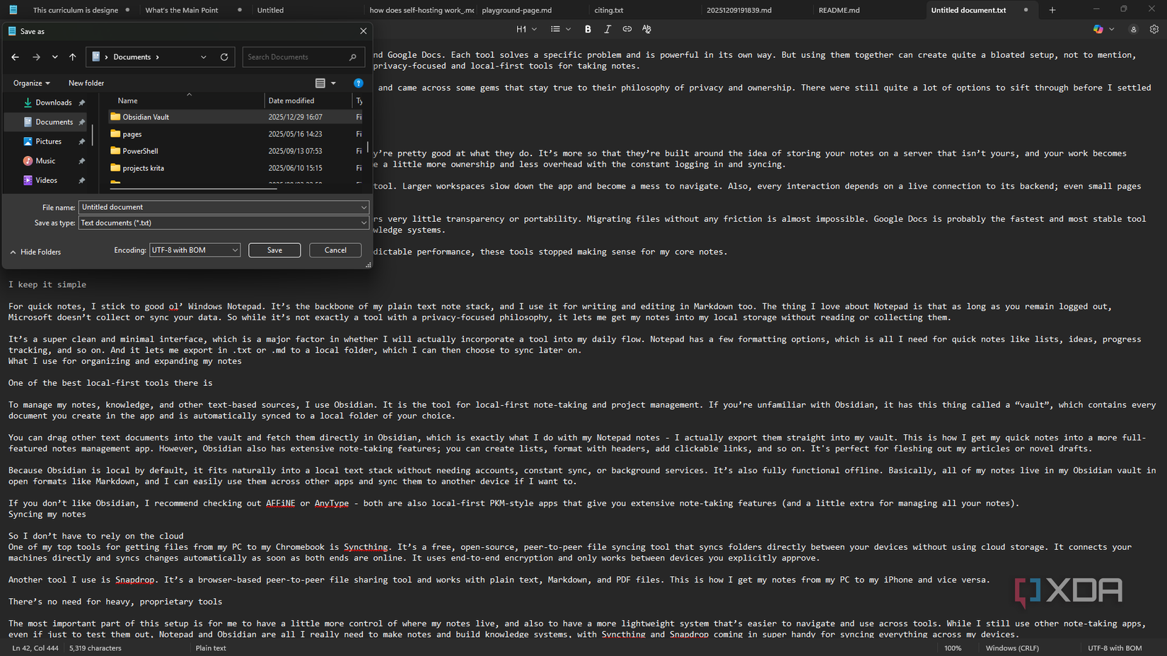 guardar el borrador del artículo en el Bloc de notas de Windows