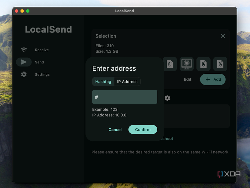 Si es necesario, puede enviar archivos directamente a una dirección IP.