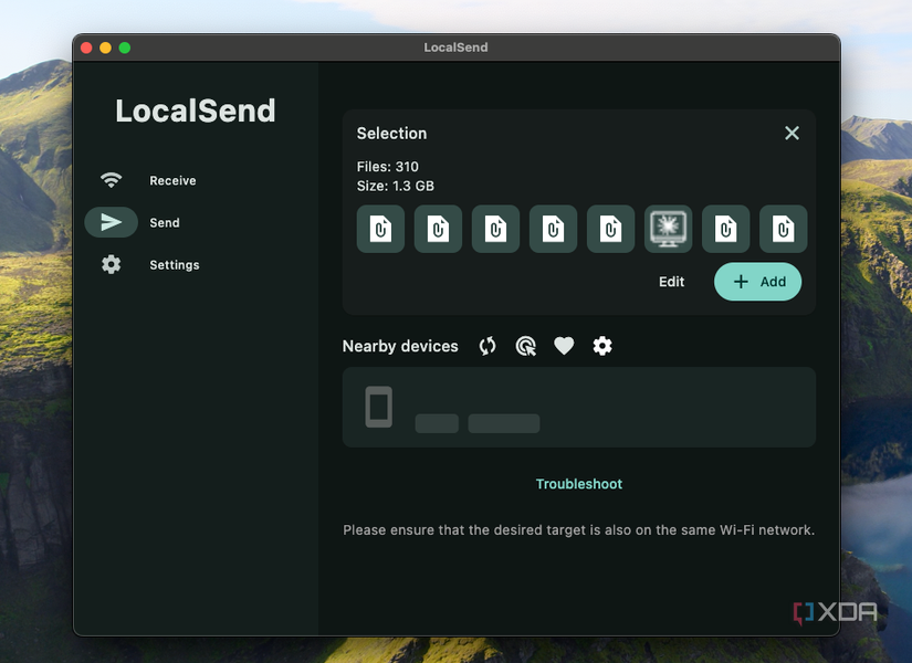 Si no hay dispositivos compatibles en la misma red, no habrá ningún destino disponible al que enviar el archivo. 