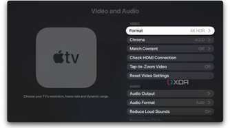 A screenshot of selecting Video Format on Apple TV 4K