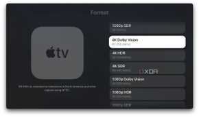 A screenshot of 4K Dolby Vision format settings on Apple TV 4K