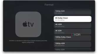 A screenshot of 4K Dolby Vision format settings on Apple TV 4K