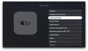 A screenshot of all settings on Apple TV 4K