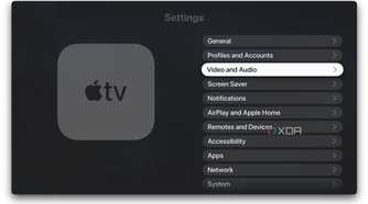 A screenshot of all settings on Apple TV 4K