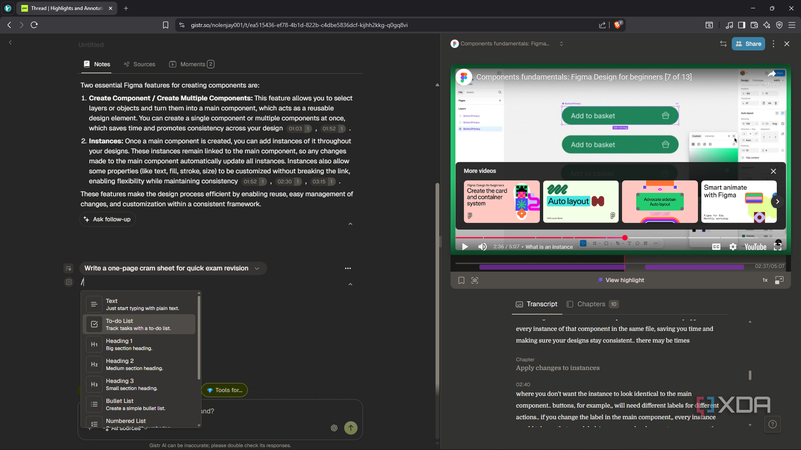 Comando de barra diagonal en Gistr