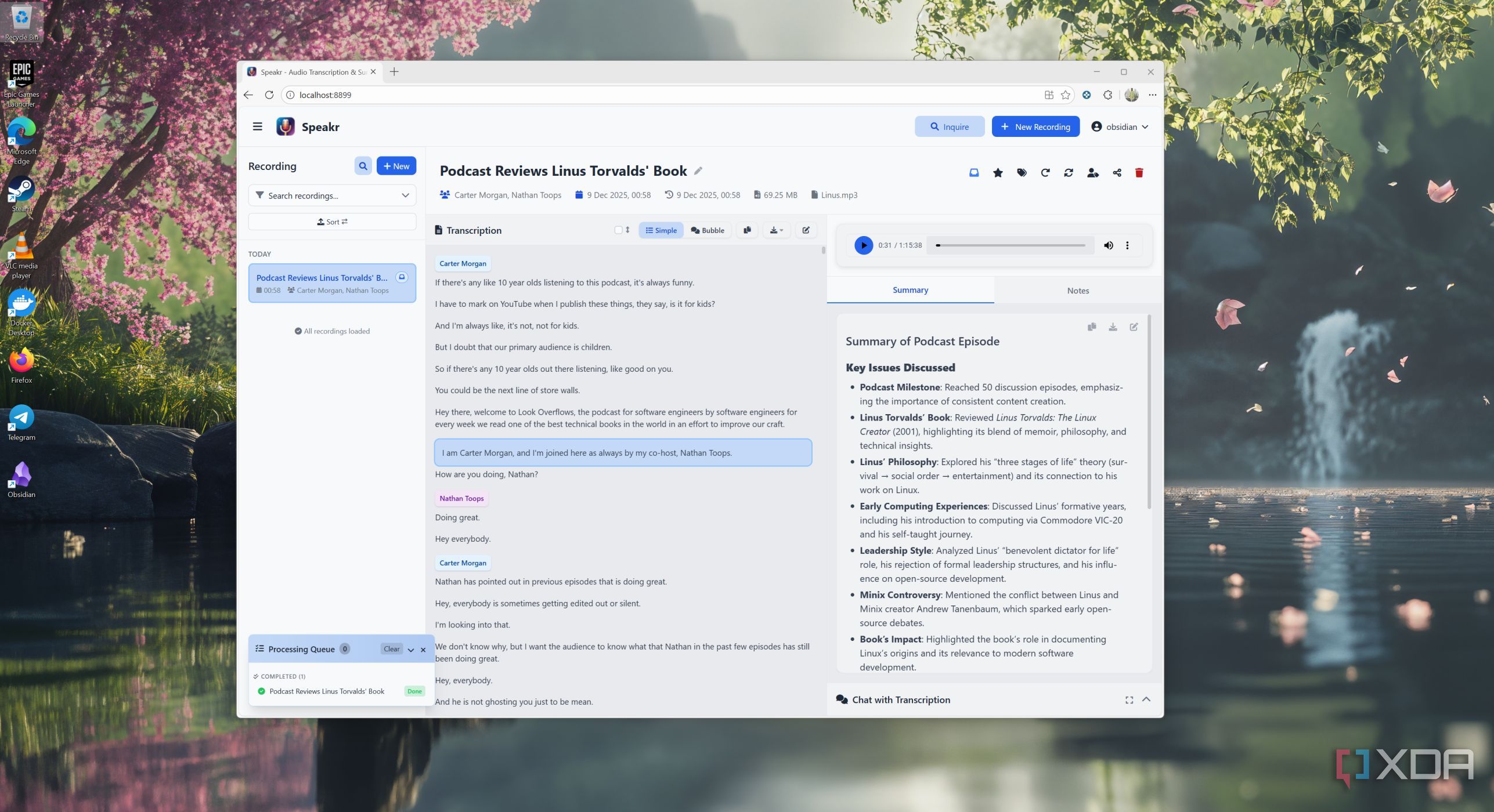 This self-hosted tool turns audio into podcast-style Obsidian notes