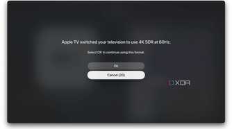A screenshot of 4K SDR at 60Hz testing on Apple TV 4K