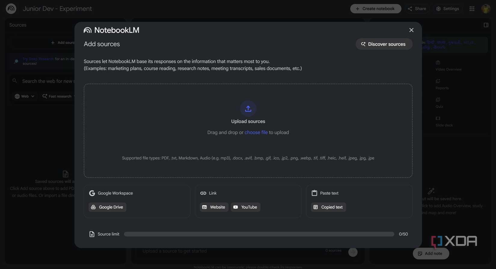 Cargar el experimento NotebookLM fuente