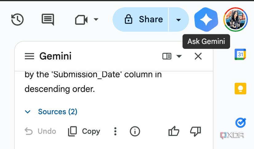Se muestra el botón Preguntar a Géminis