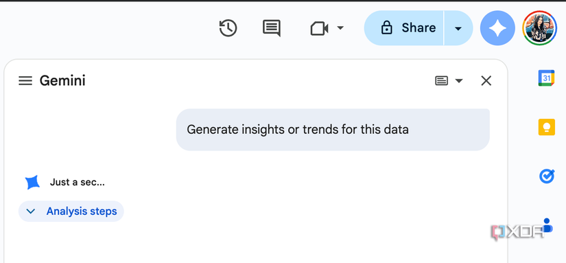 pedirle a Géminis que genere ideas para los datos