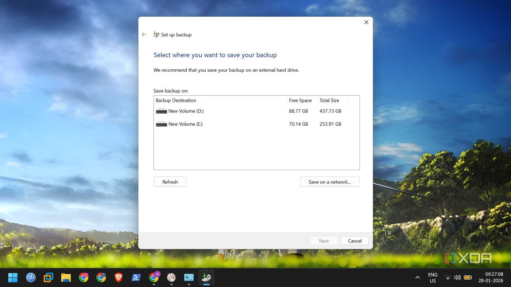 ব্যাকআপের স্ক্রিনশট এবং উইন্ডোজ 11 পুনরুদ্ধার করুন