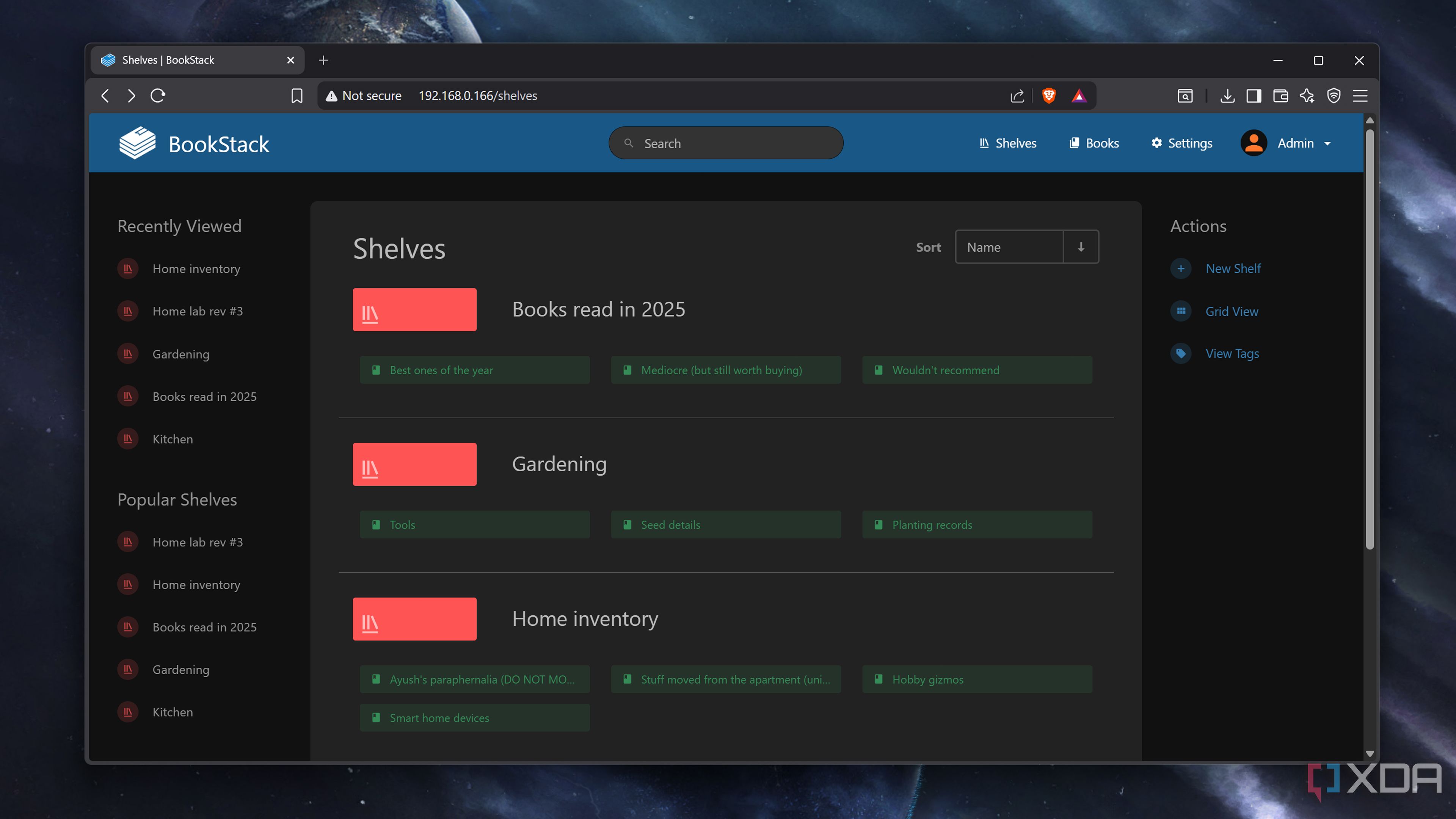 Adding shelves to BookStack 