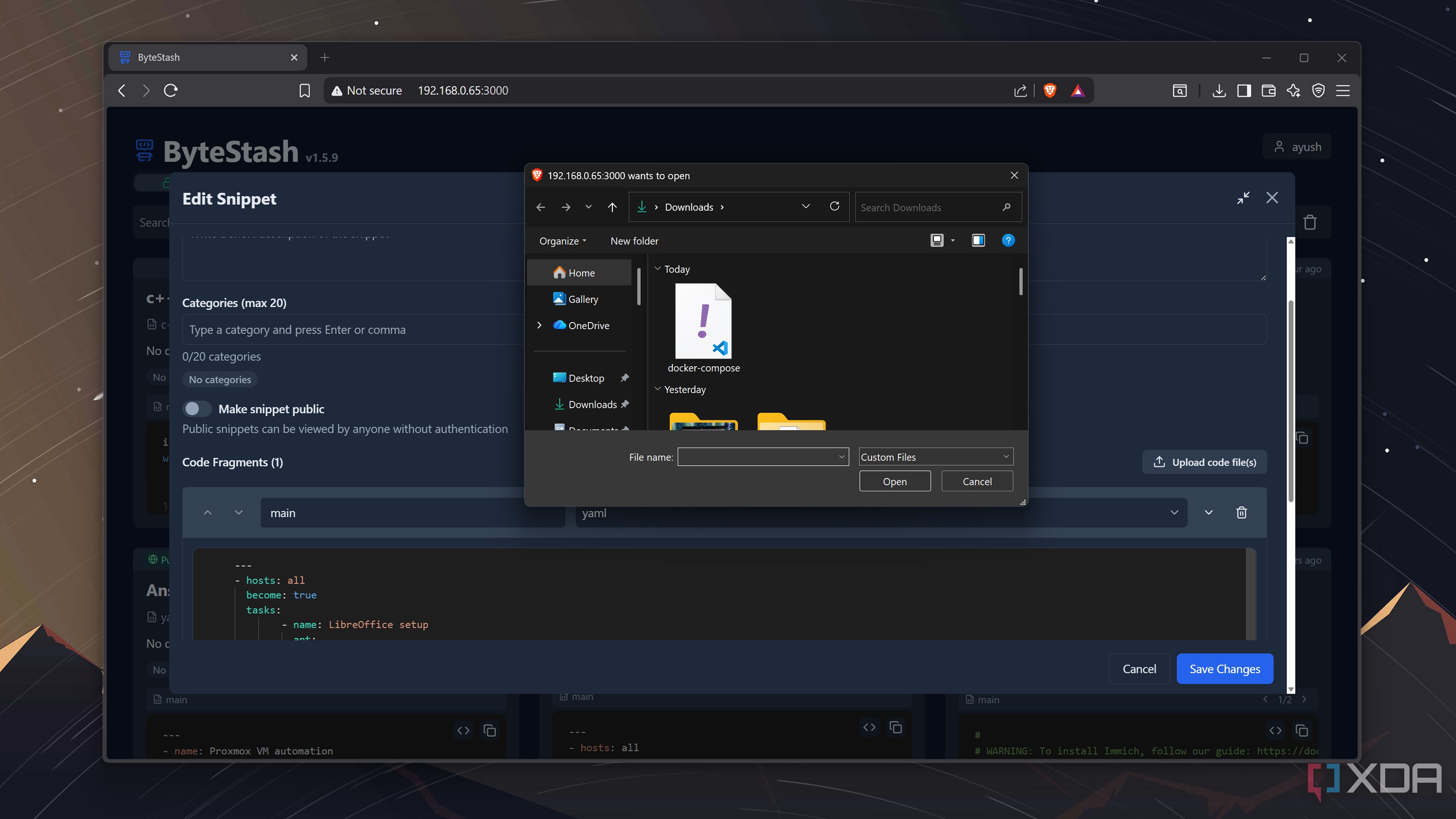ByteStash is a self-hosted GitHub Gist alternative that lets you share ...
