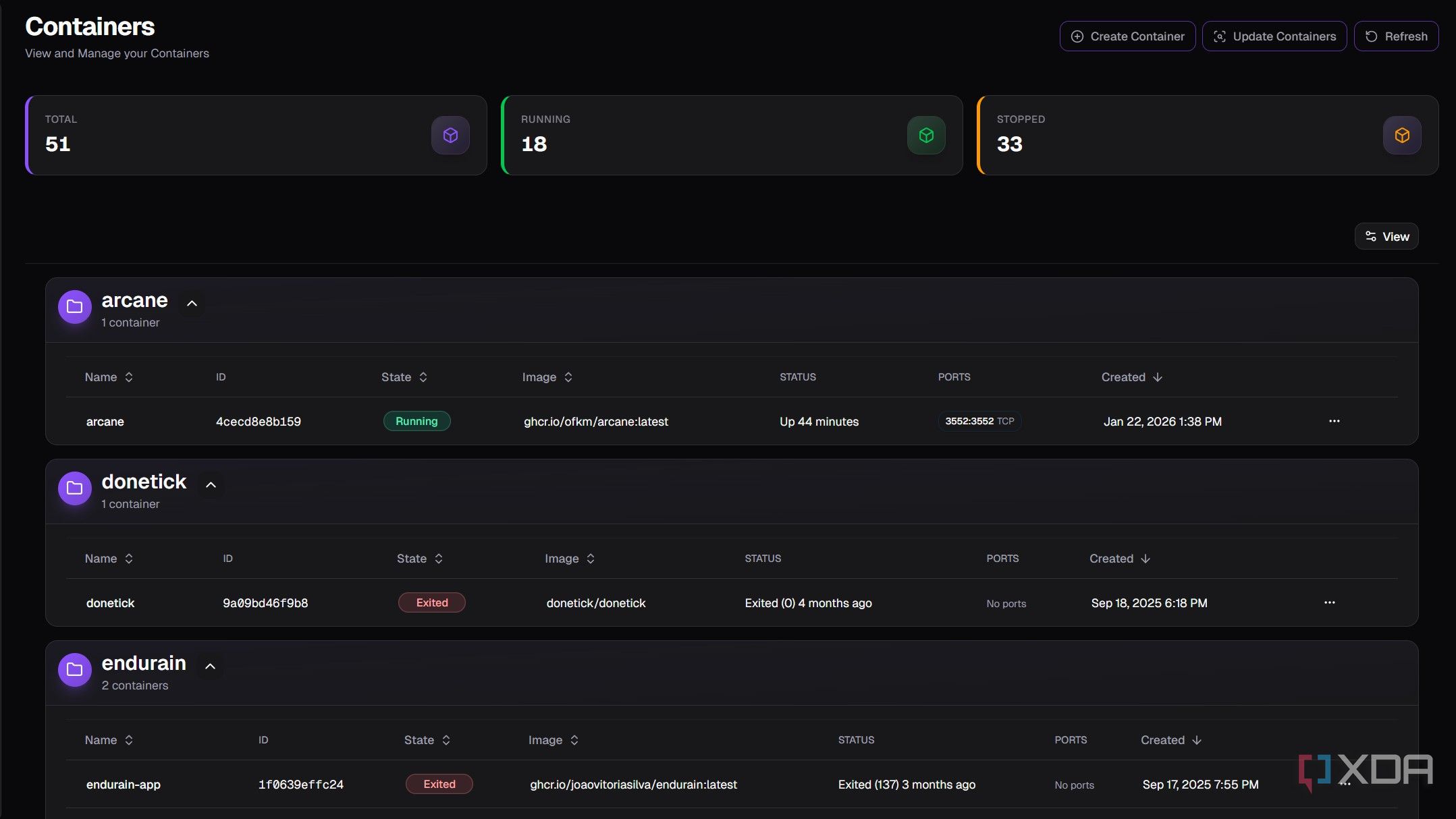 Arcane is a Portainer alternative with a modern, mobile-friendly interface