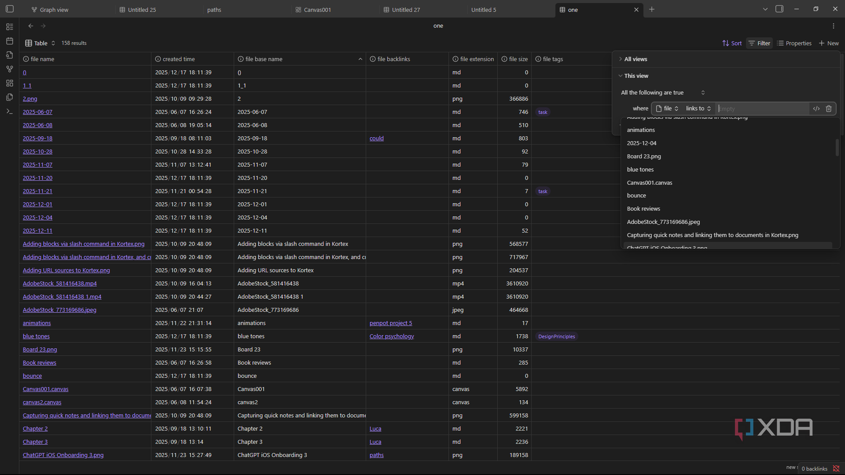 Creating filter rules for bases in Obsidian