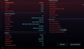 Screenshot showing Cyberpunk 2077 built-in benchmark results