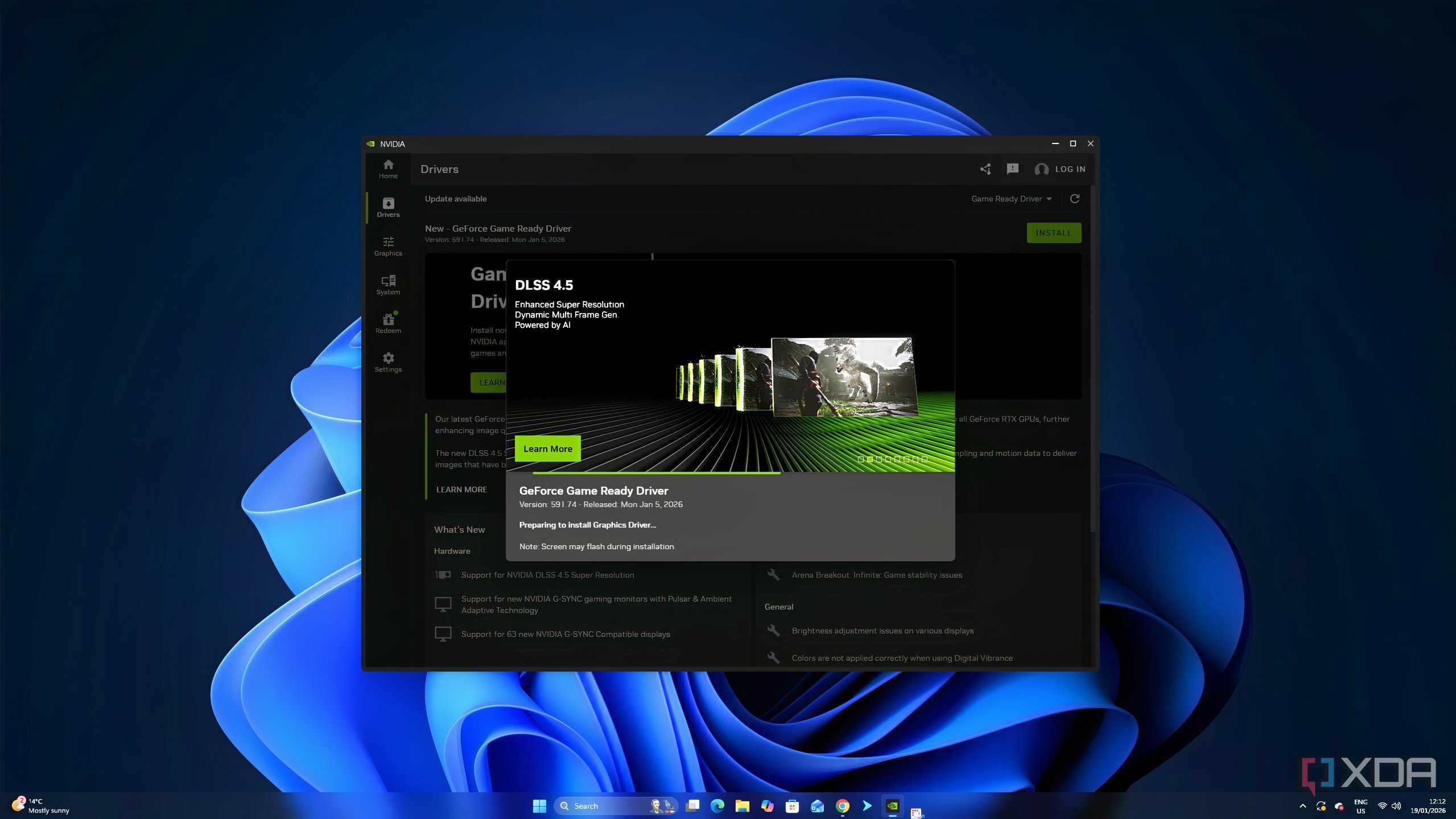 Instructions to update Nvidia Game Ready Driver are displayed on the image.