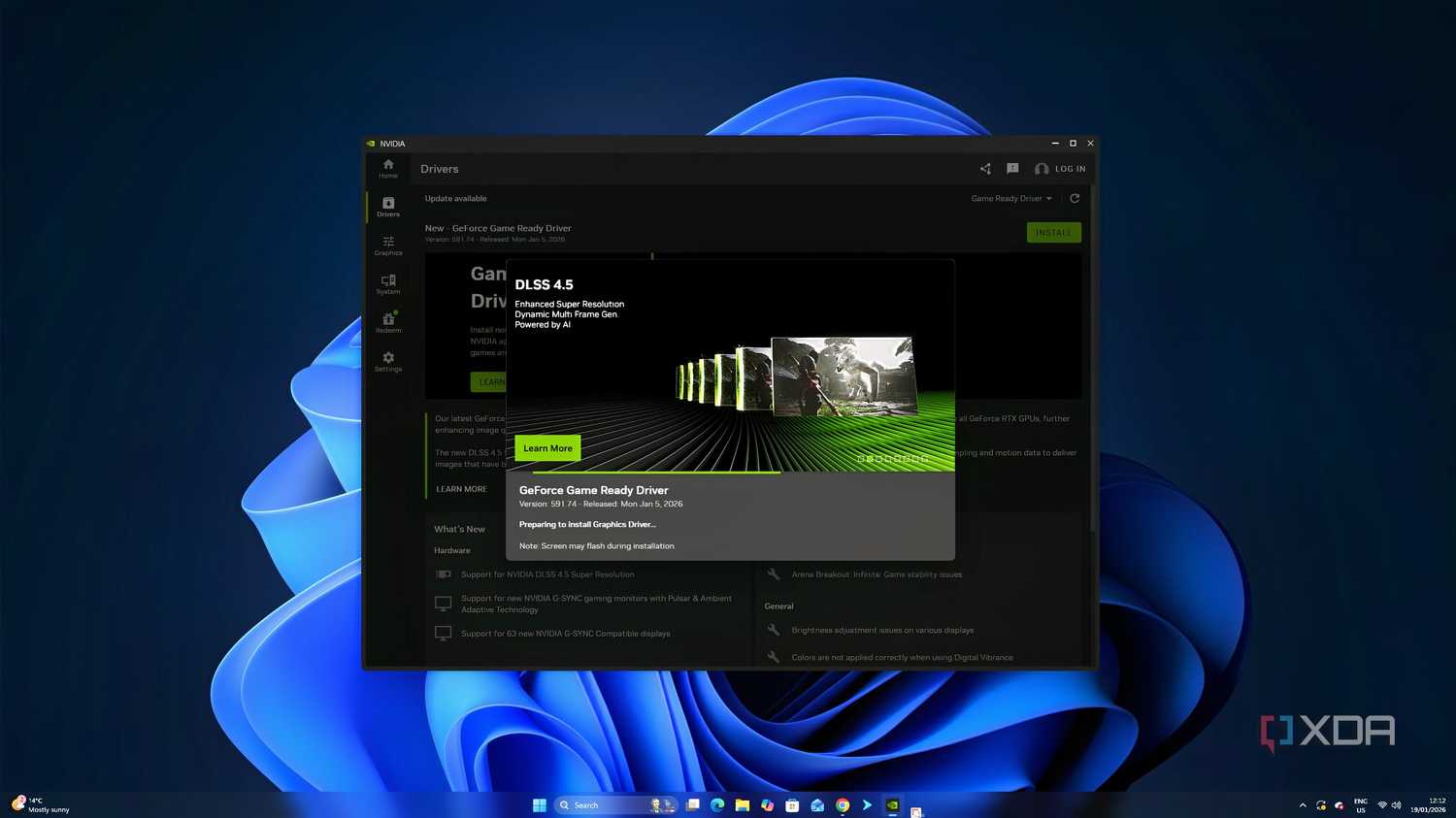 Instructions to update Nvidia Game Ready Driver are displayed on the image.