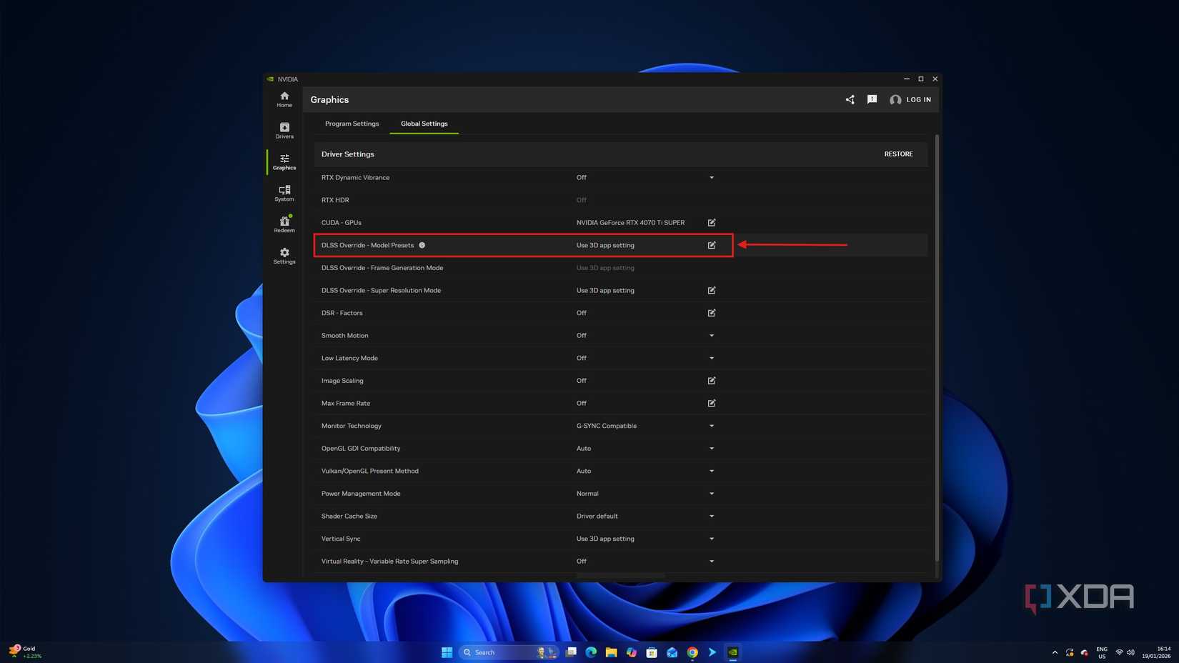 Una captura de pantalla de la aplicación Nvidia.