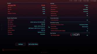 Cyberpunk 2077 running DLSS Preset M. Benchmark results displayed.
