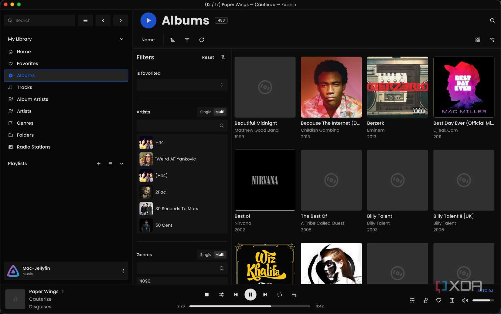 A screenshot of Feishin playing music 