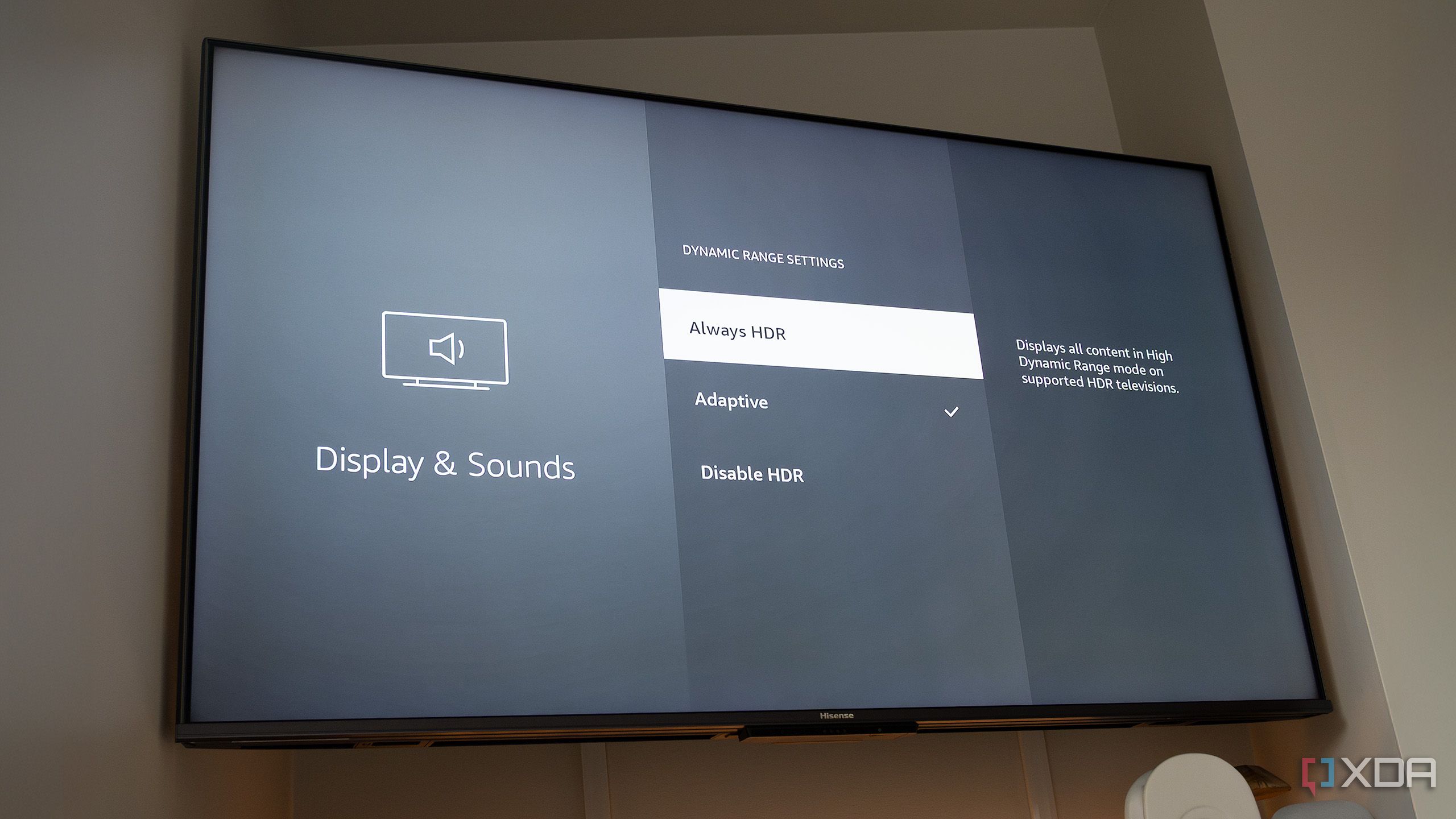 The Fire TV Stick 4K's HDR settings