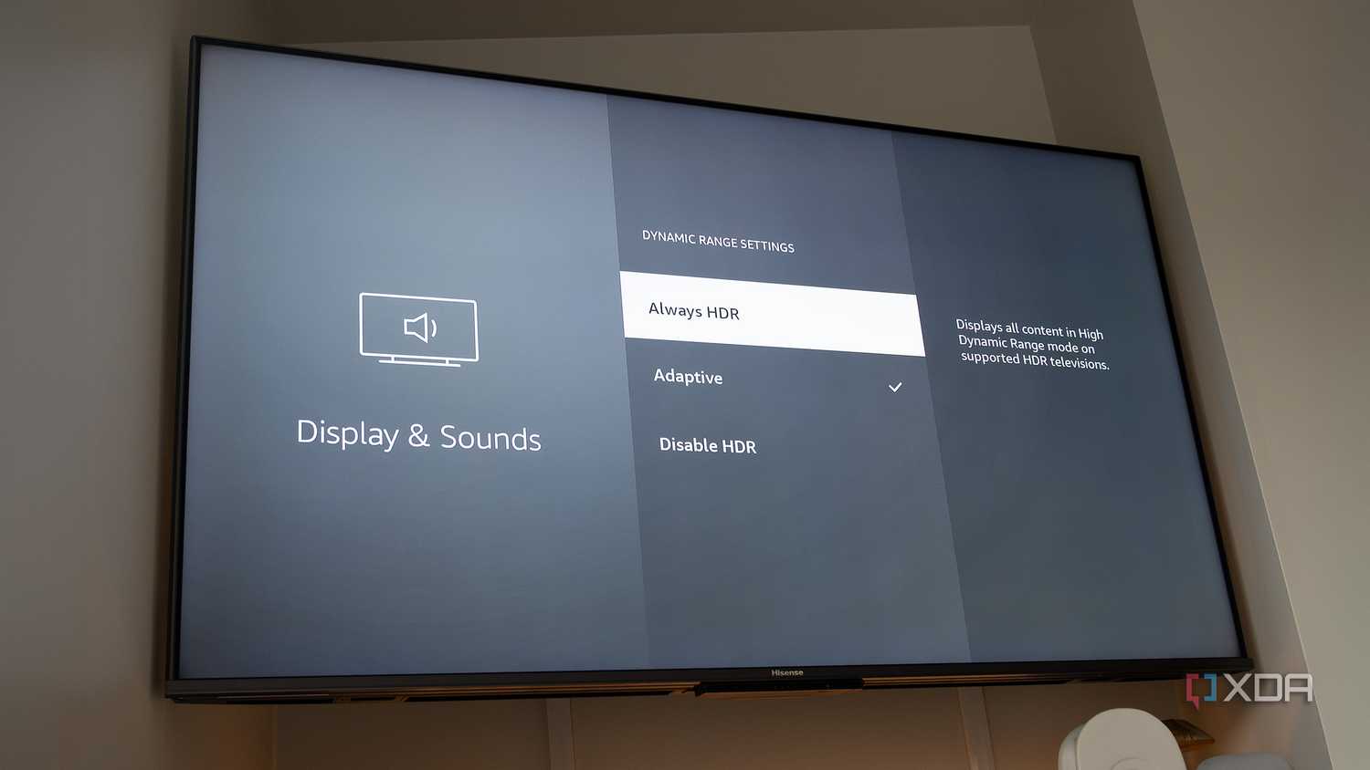 The Fire TV Stick 4K's HDR settings