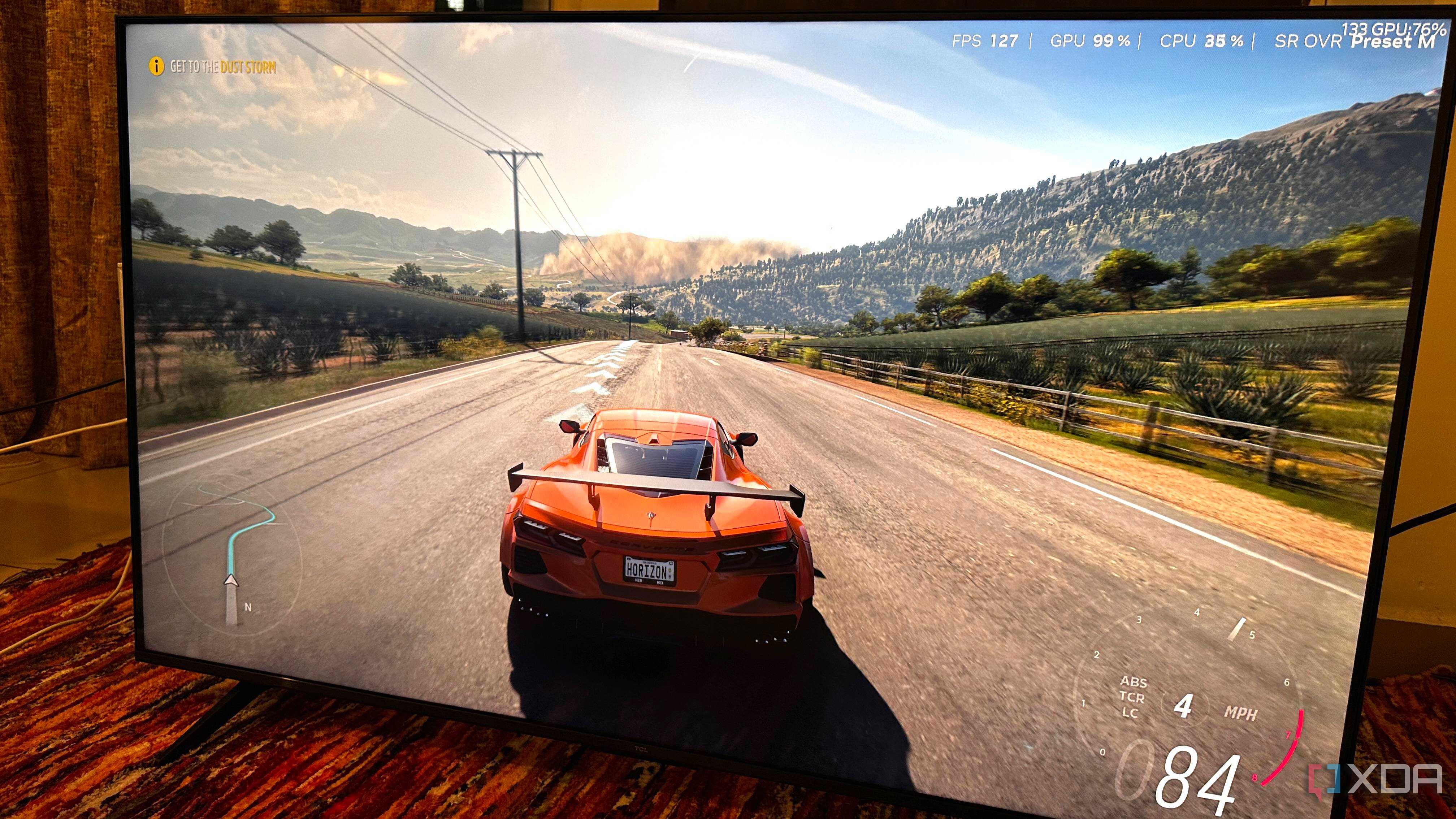 Forza Horizon 5 running on a 4K TV.