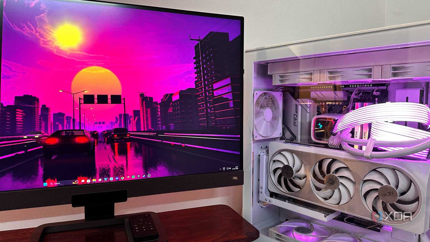 A gaming PC setup with an NZXT H9 Flow case.