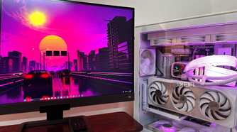 A gaming PC setup with an NZXT H9 Flow case.
