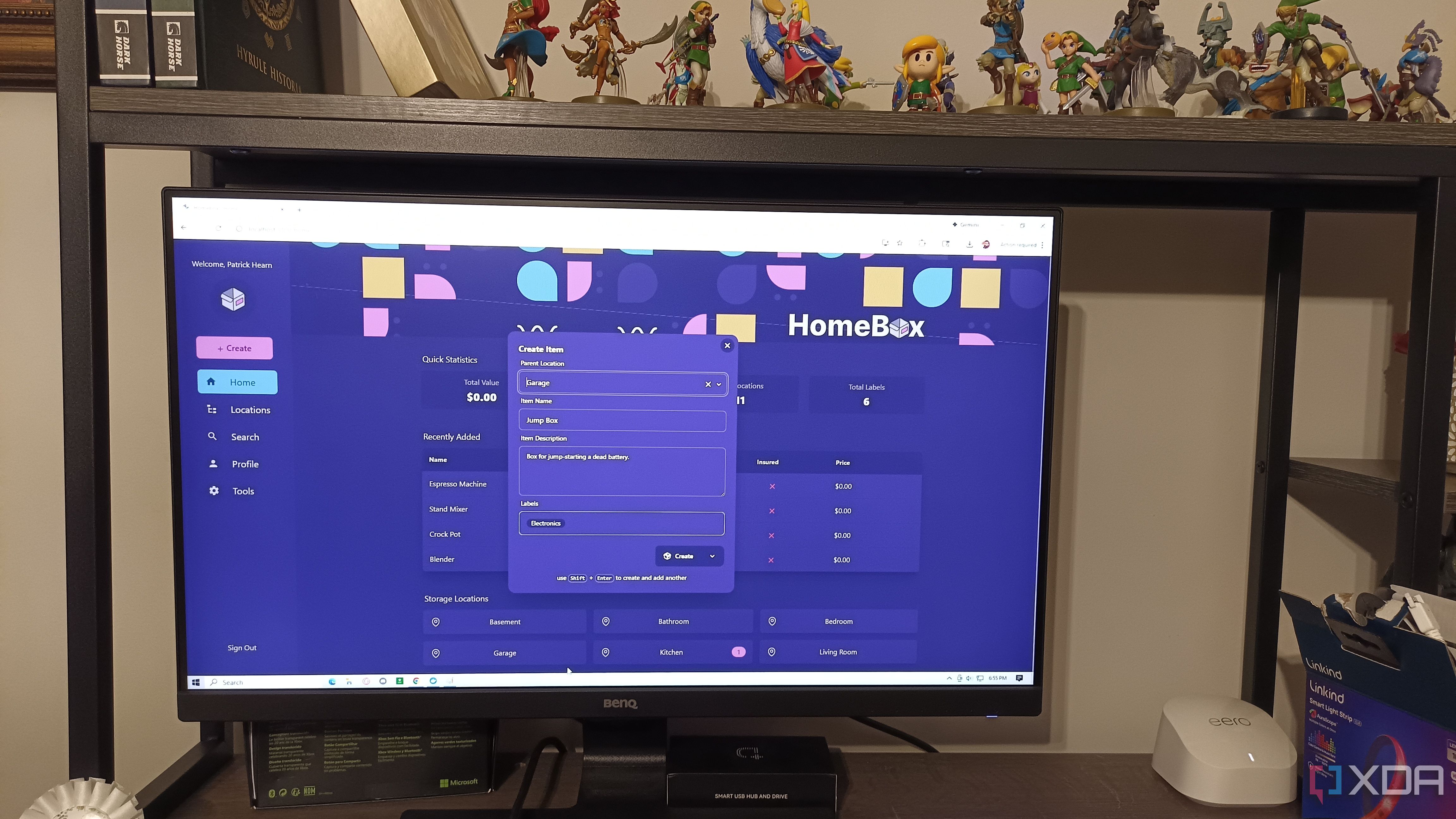 A computer running HomeBox. 