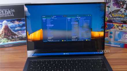 Laptop running Lf file manager in Windows Terminal in dual panel mode