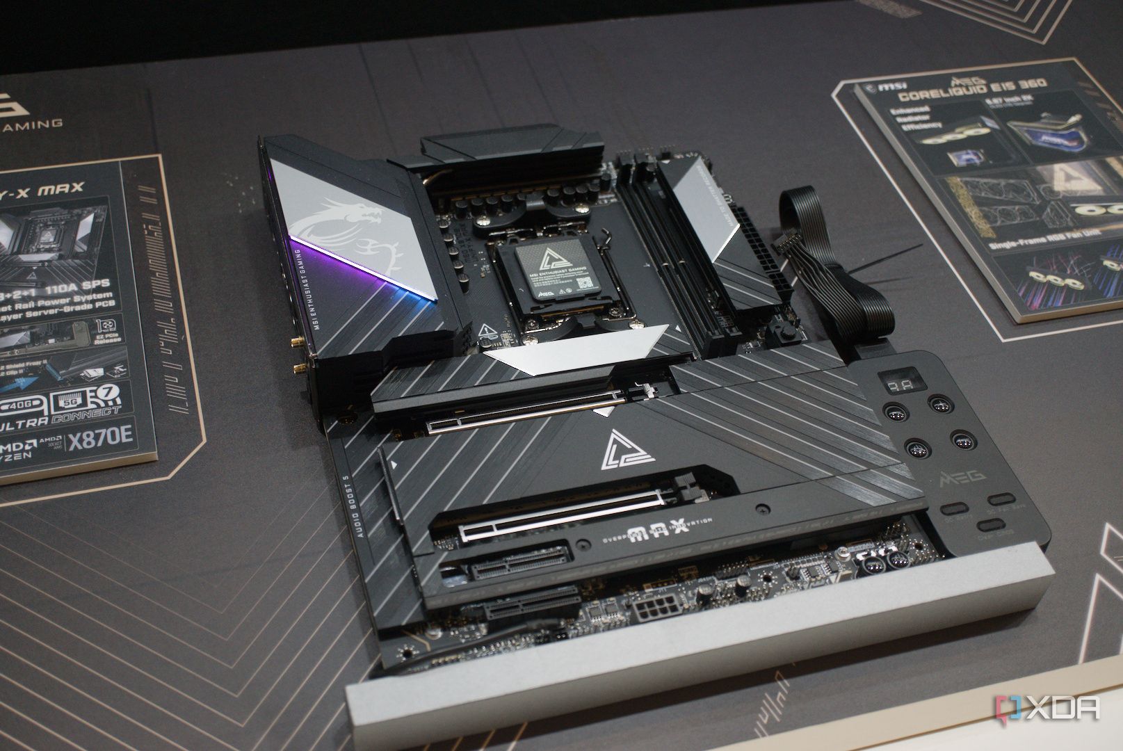 An image of the MSI MAG X870-E Max motherboard.