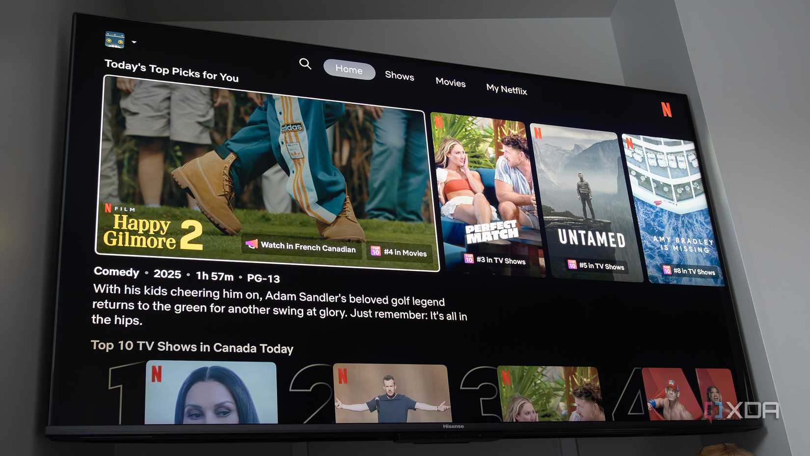 La aplicación Netflix en un televisor Hisense