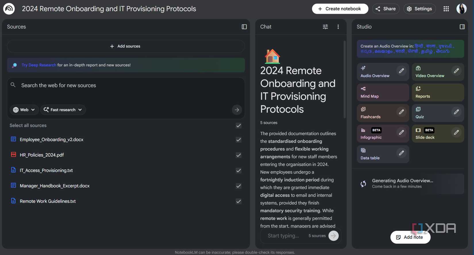 Captura de pantalla de la documentación de evaluación de NotebookLM 