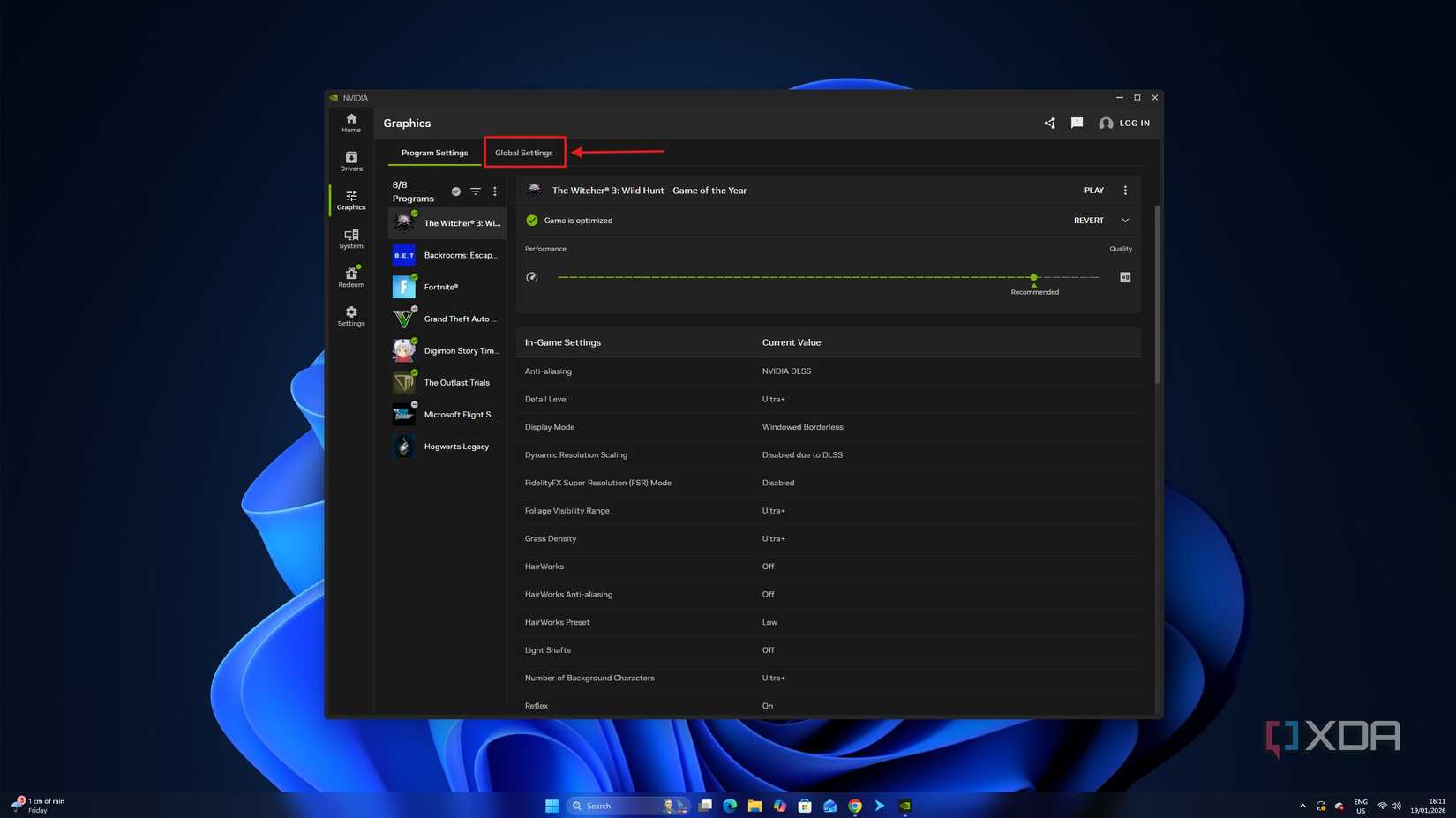 Una captura de pantalla de la aplicación Nvidia.