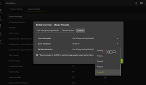 Nvidia App's global settings for DLSS.