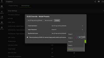 Nvidia App's global settings for DLSS.
