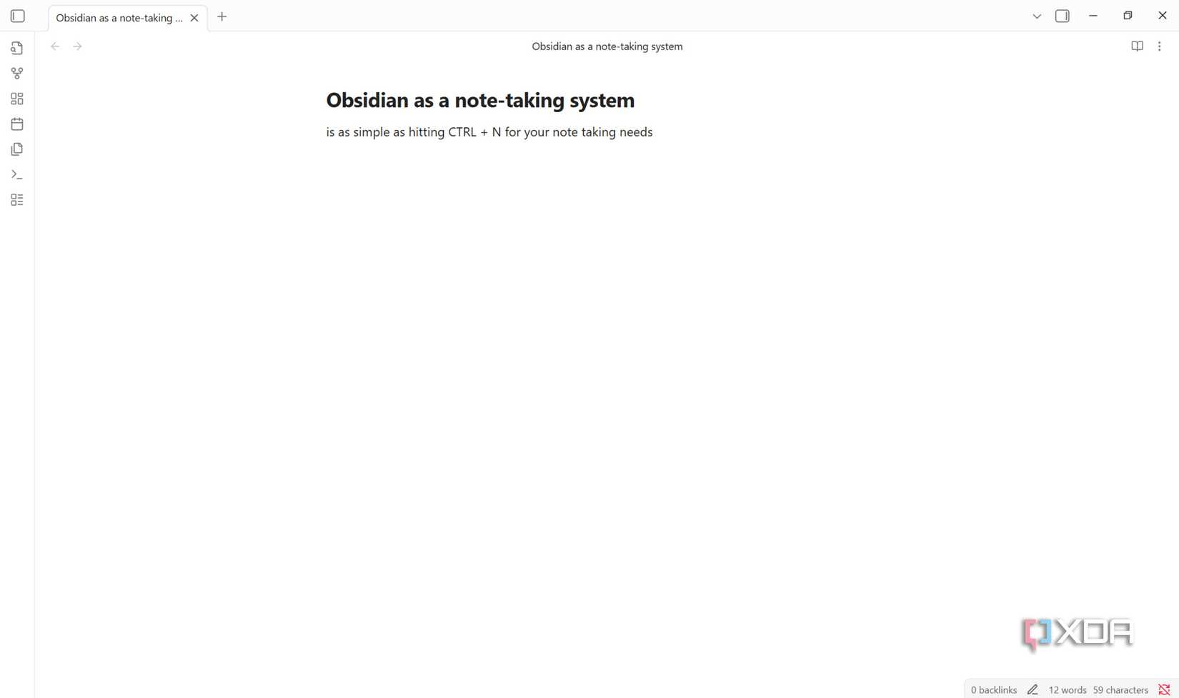 Captura de pantalla del uso de Obsidian para notas