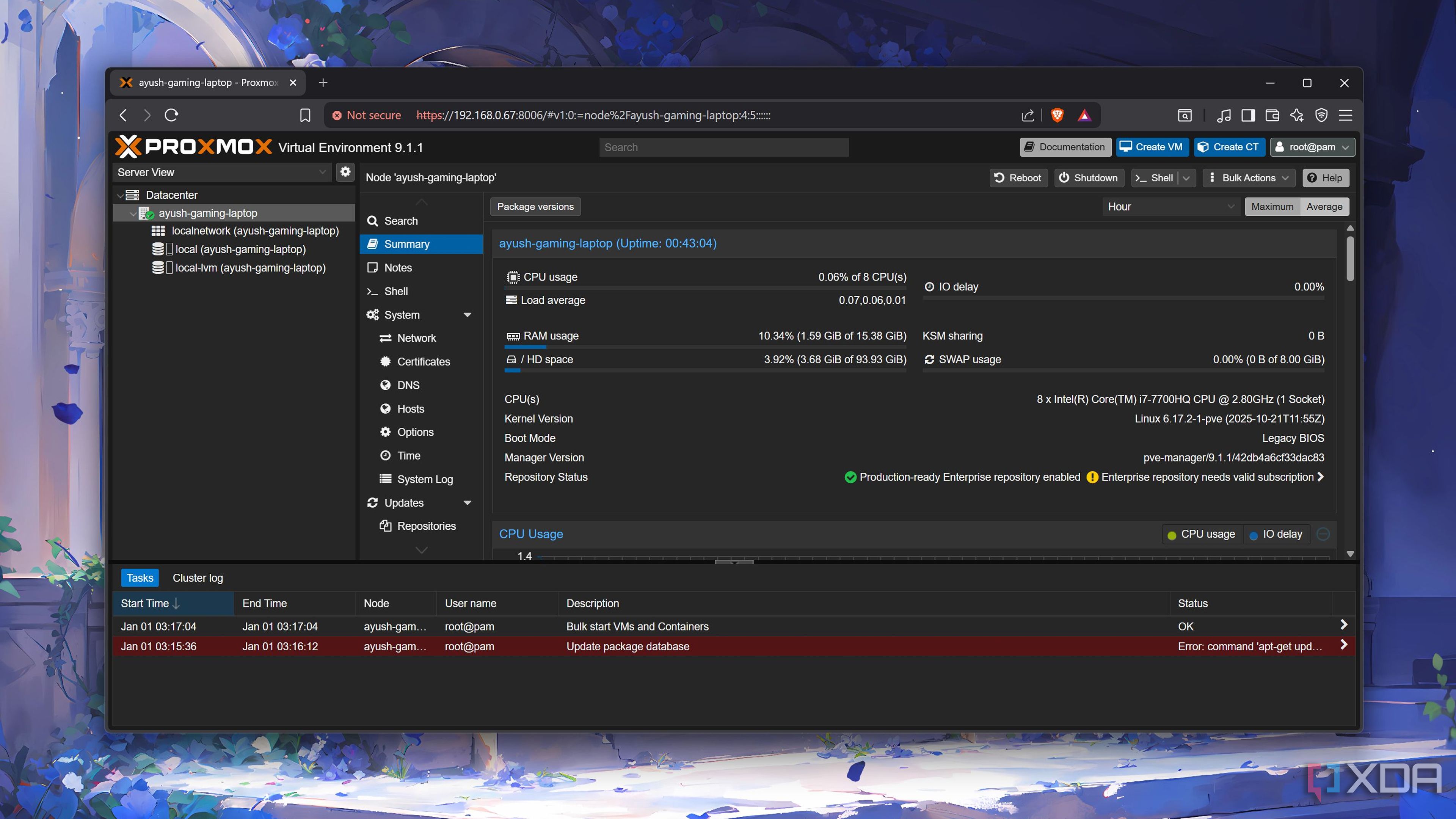 Installing Proxmox on an old gaming laptop