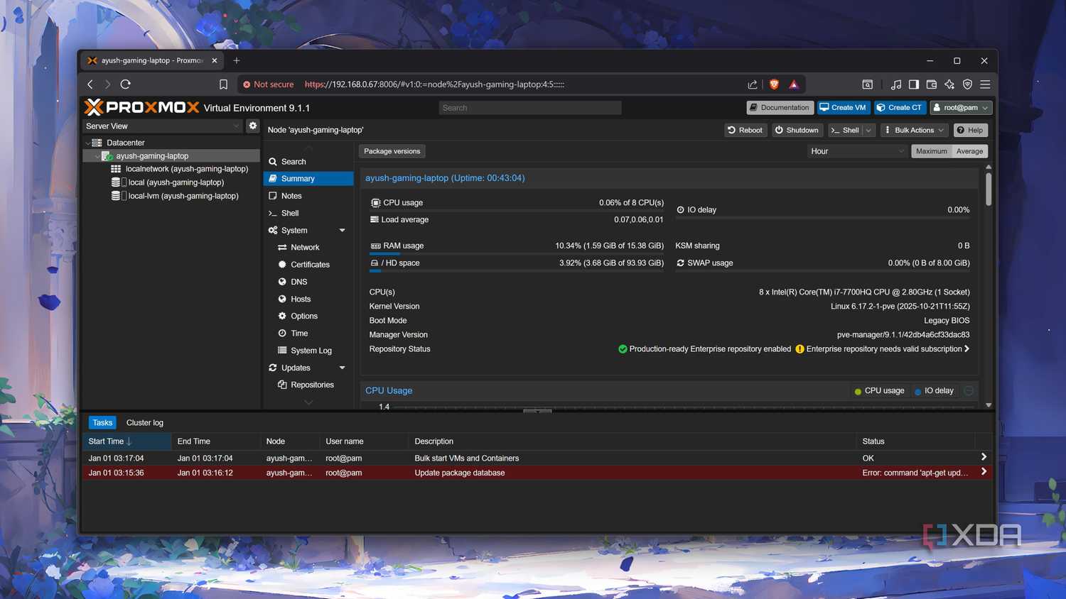 Installing Proxmox on an old gaming laptop
