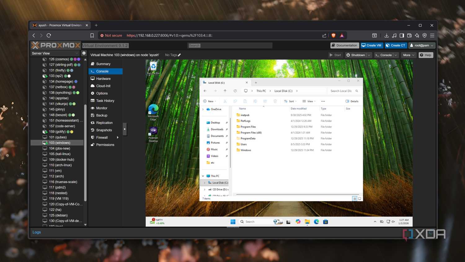 Accessing the file explorer on a Proxmox-based Windows 11 VM