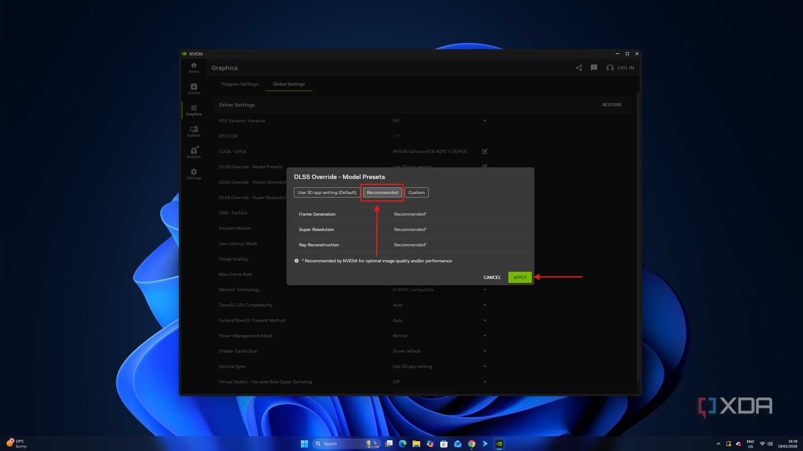 Una captura de pantalla de la aplicación Nvidia.