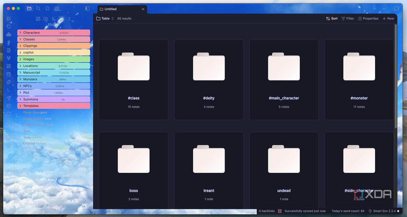 Carpetas de proyectos ordenadas por etiquetas
