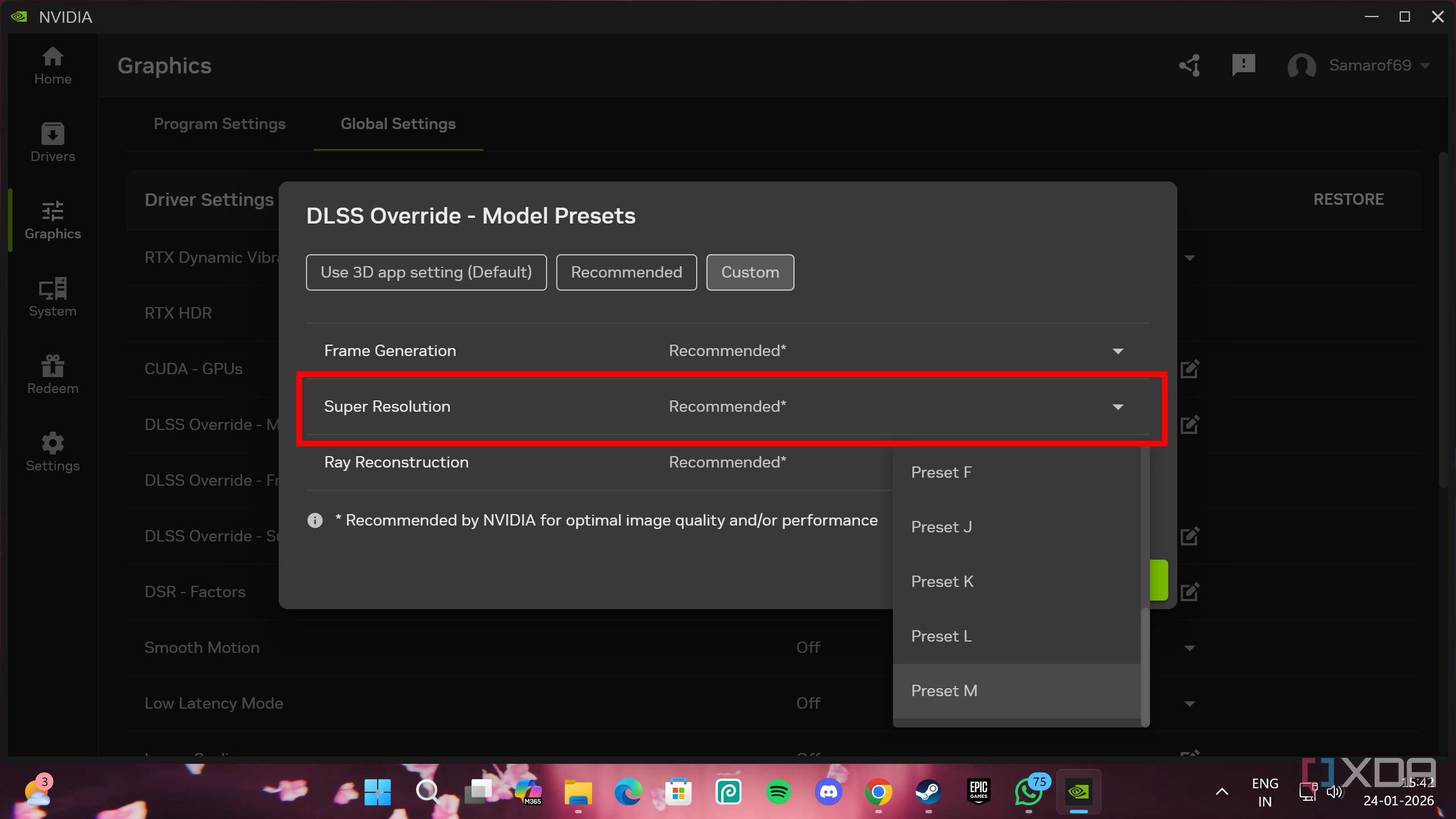 selecting-dlss-preset-in-nvidia-app